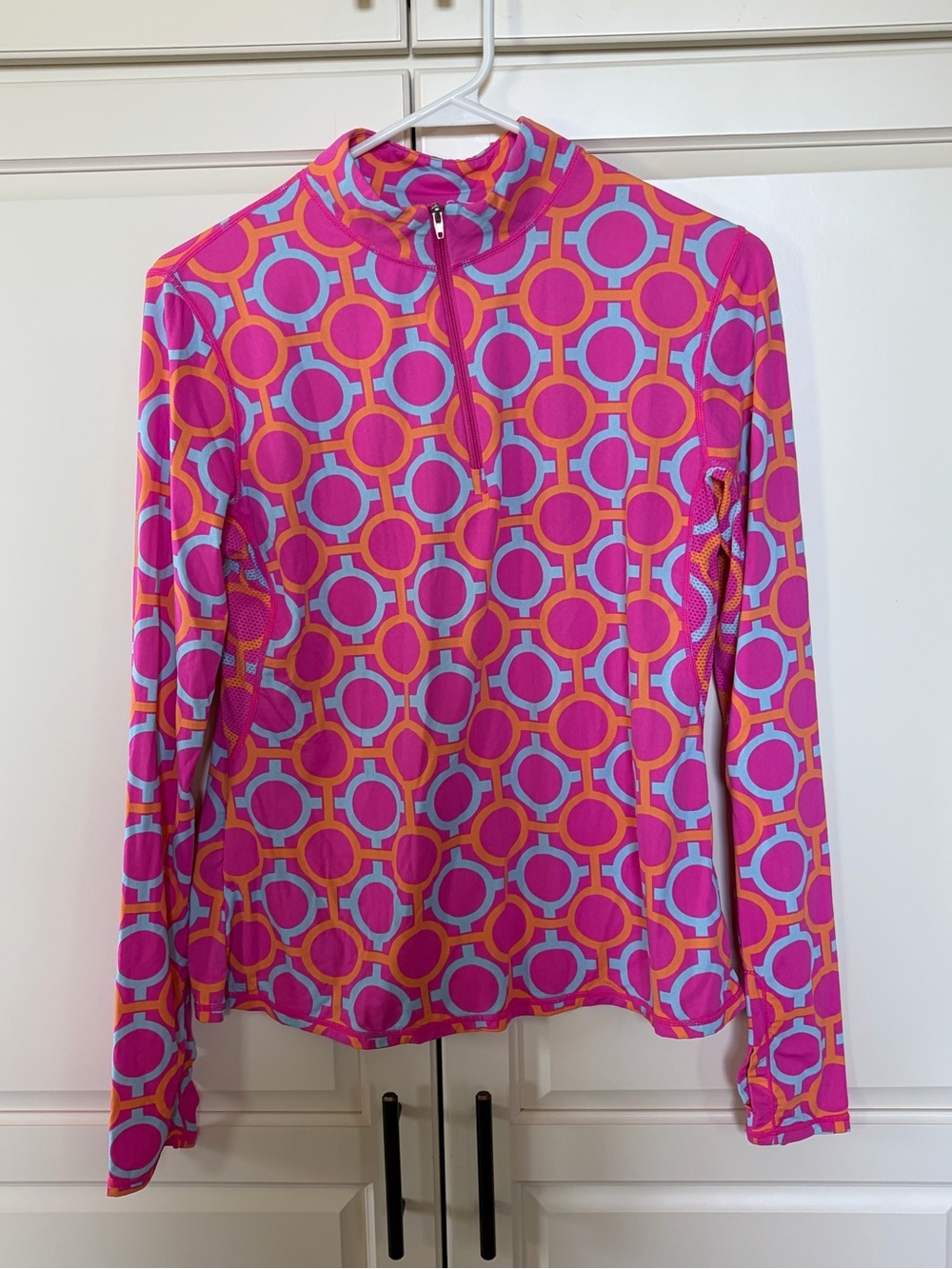 SolChill All For Color UPF Long-Sleeve 1/4 Zip- Pink Geometric- Small